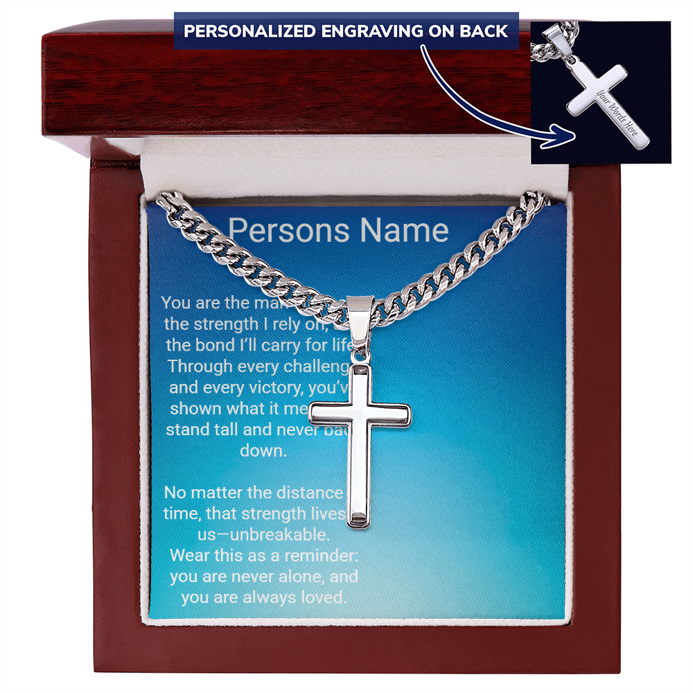 Personalized Cross with Cuban Link Chain – Meaningful Gift for Son or Dad