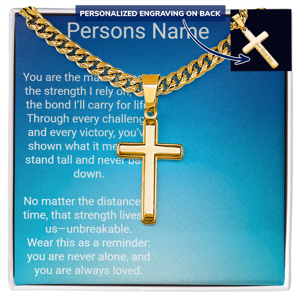 Personalized Cross with Cuban Link Chain – Meaningful Gift for Son or Dad