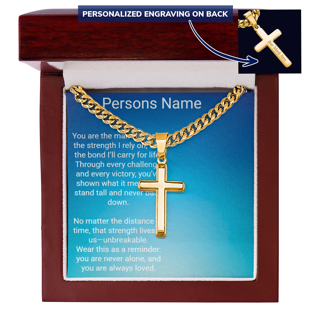 Personalized Cross with Cuban Link Chain – Meaningful Gift for Son or Dad