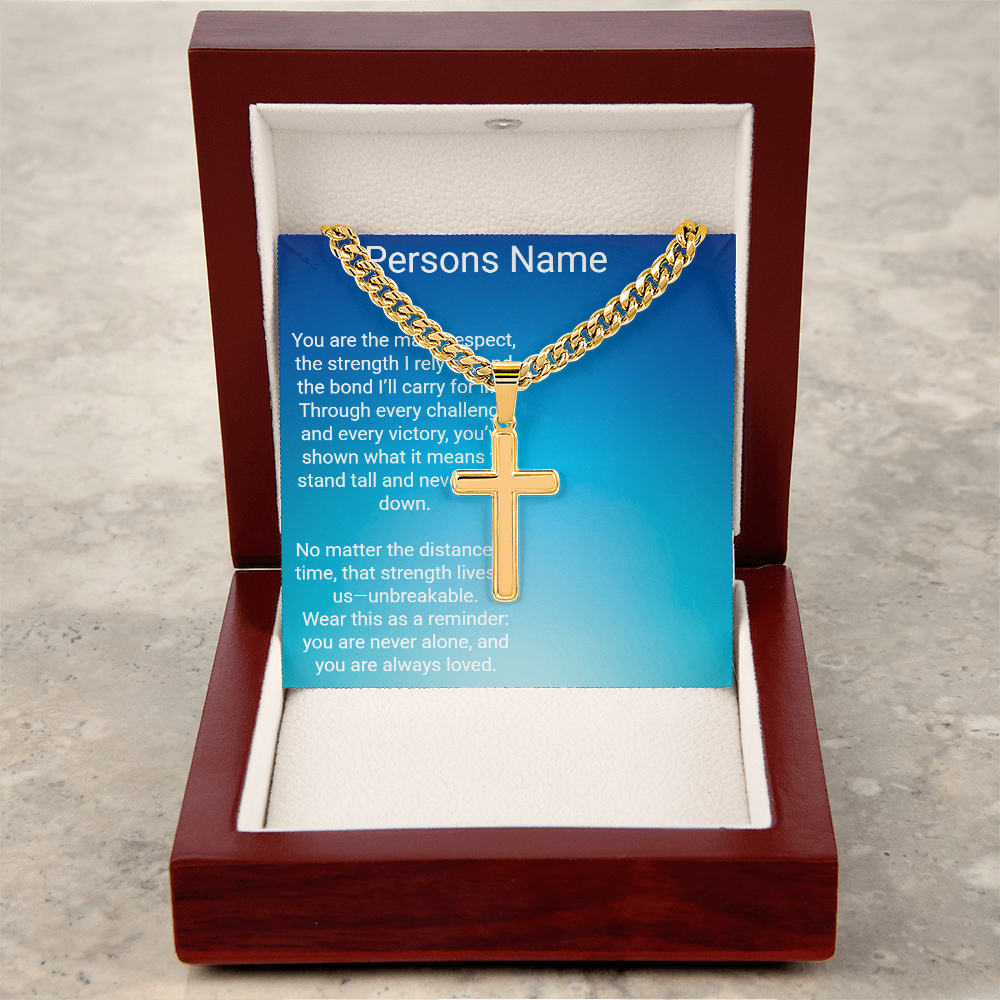 Personalized Cross with Cuban Link Chain – Meaningful Gift for Son or Dad