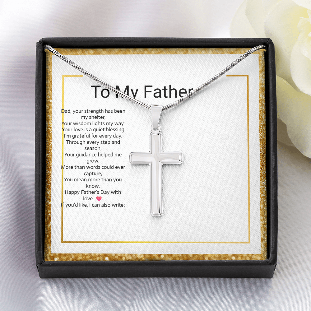 Father's Day Gift Artisan Cross Necklace with Snake Chain – Meaningful Christian Jewelry for Dad