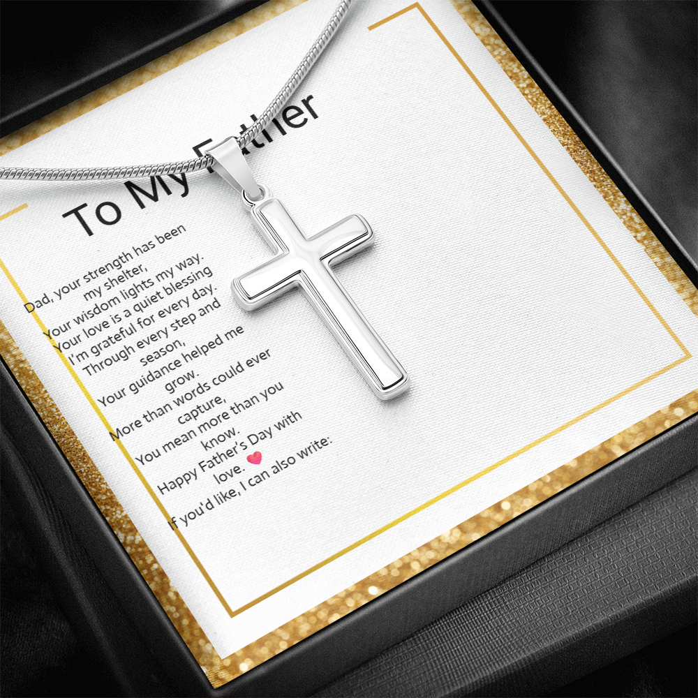 Father's Day Gift Artisan Cross Necklace with Snake Chain – Meaningful Christian Jewelry for Dad