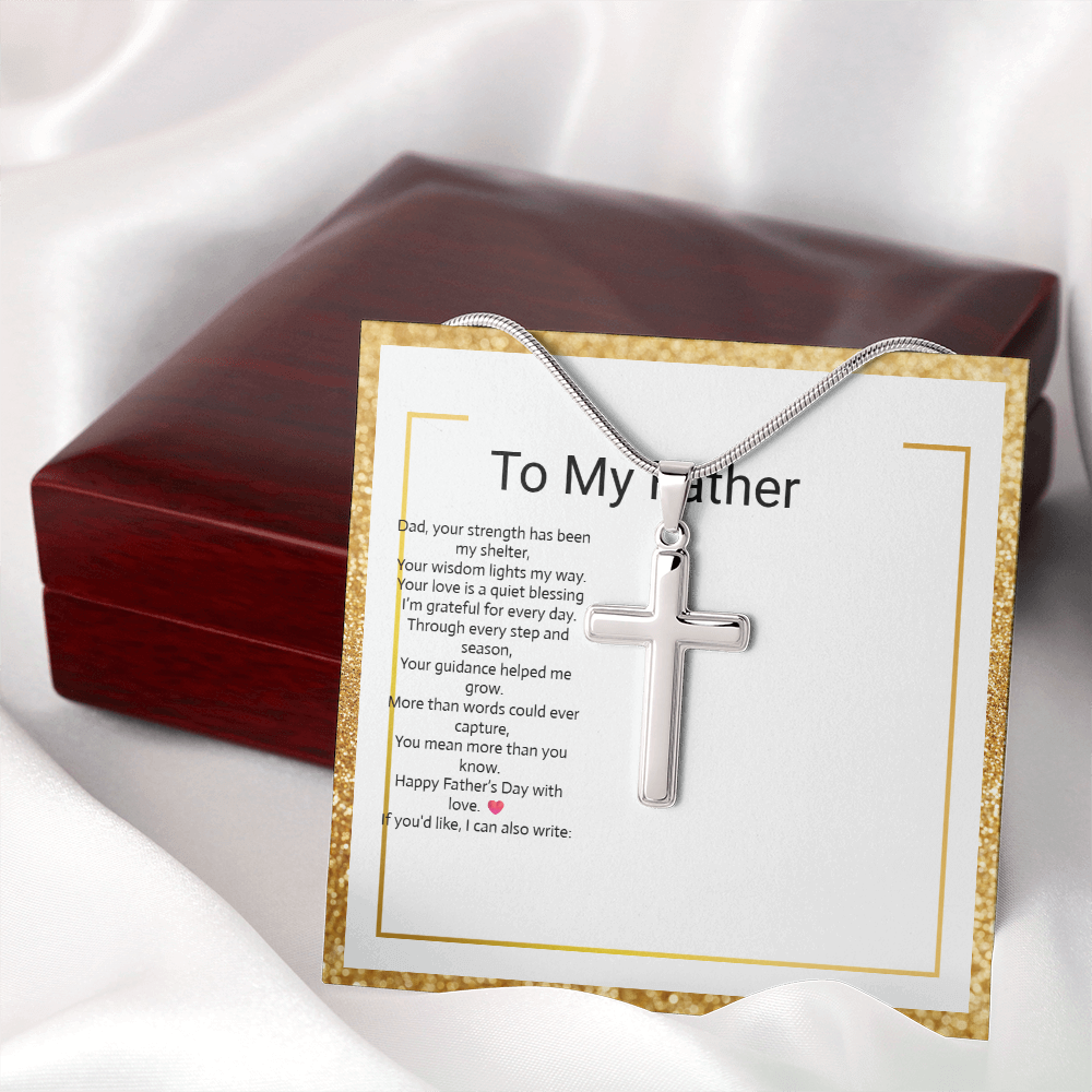 Father's Day Gift Artisan Cross Necklace with Snake Chain – Meaningful Christian Jewelry for Dad