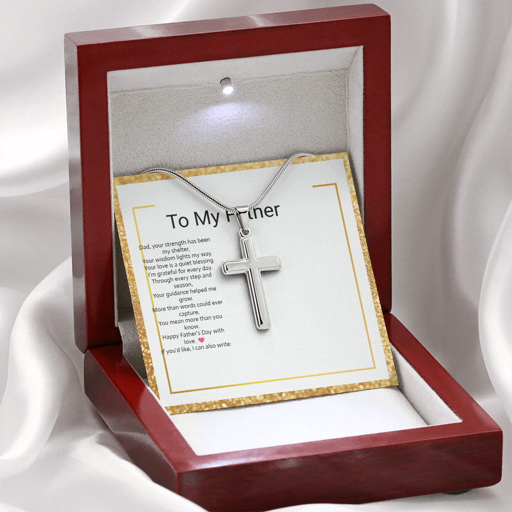 Father's Day Gift Artisan Cross Necklace with Snake Chain – Meaningful Christian Jewelry for Dad