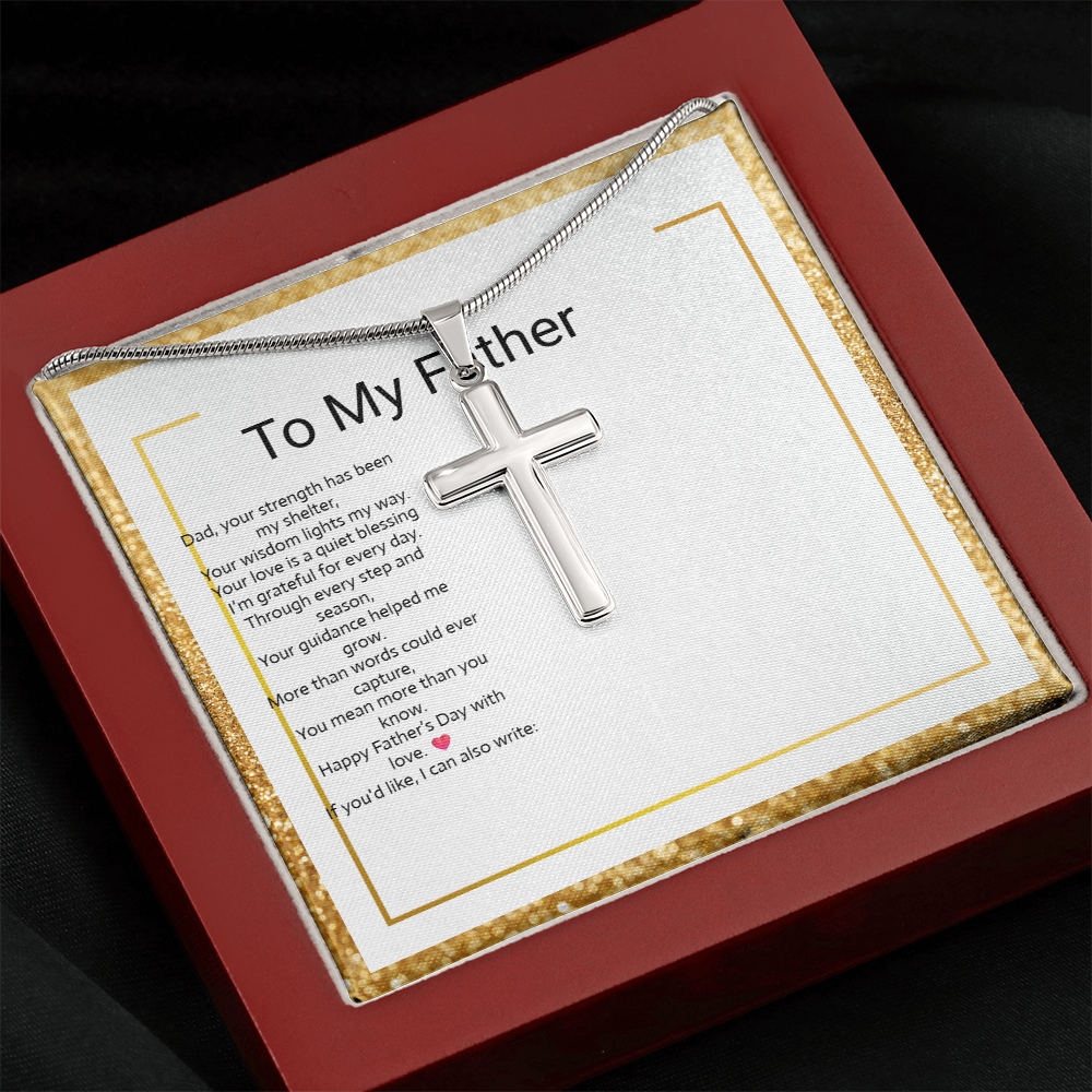 Father's Day Gift Artisan Cross Necklace with Snake Chain – Meaningful Christian Jewelry for Dad