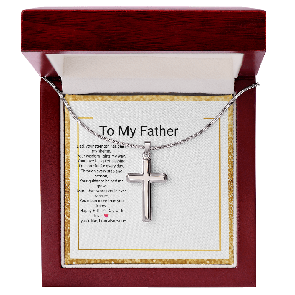 Father's Day Gift Artisan Cross Necklace with Snake Chain – Meaningful Christian Jewelry for Dad