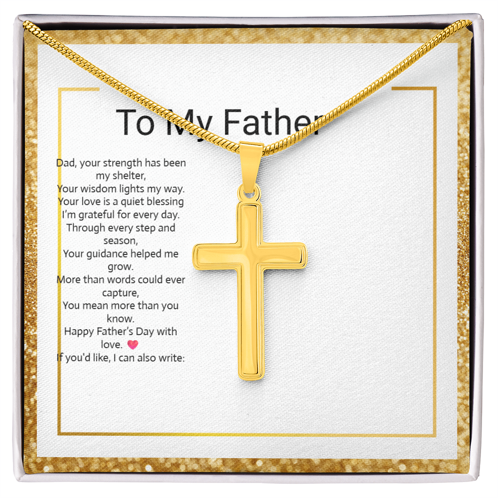 Father's Day Gift Artisan Cross Necklace with Snake Chain – Meaningful Christian Jewelry for Dad