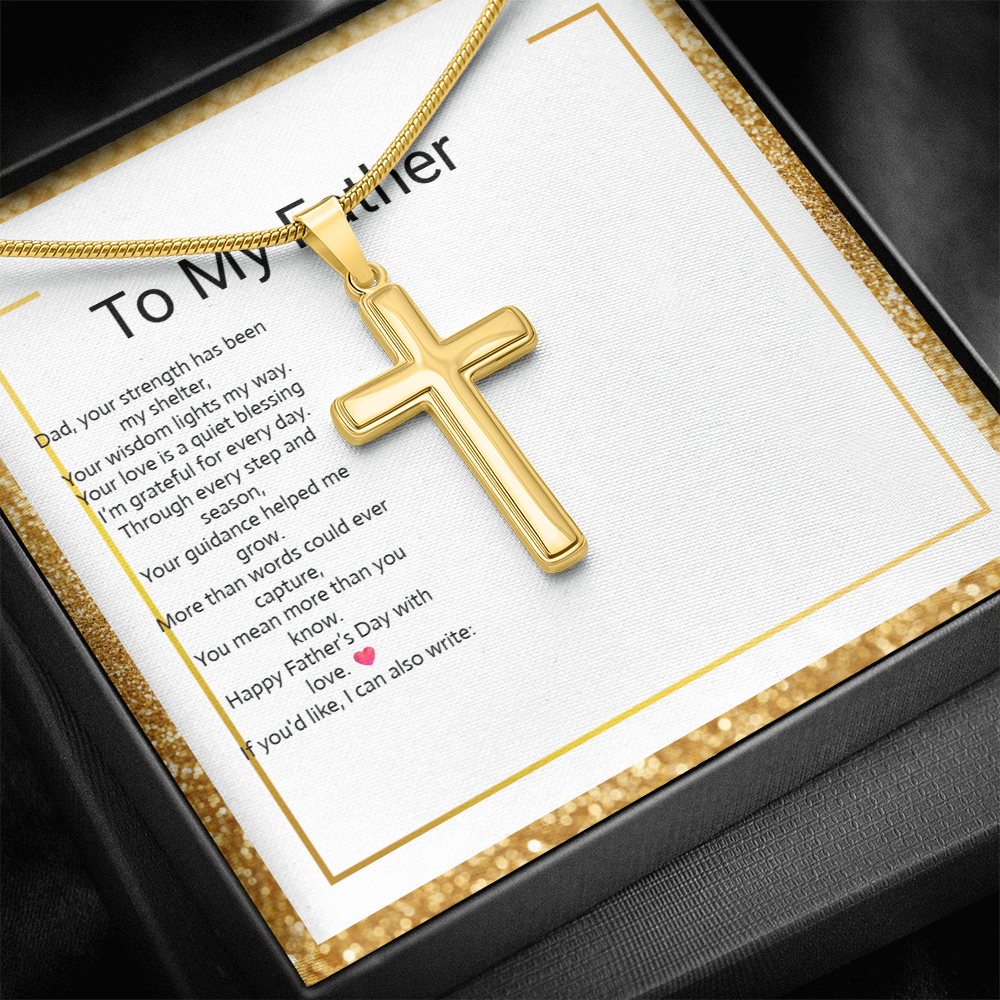 Father's Day Gift Artisan Cross Necklace with Snake Chain – Meaningful Christian Jewelry for Dad