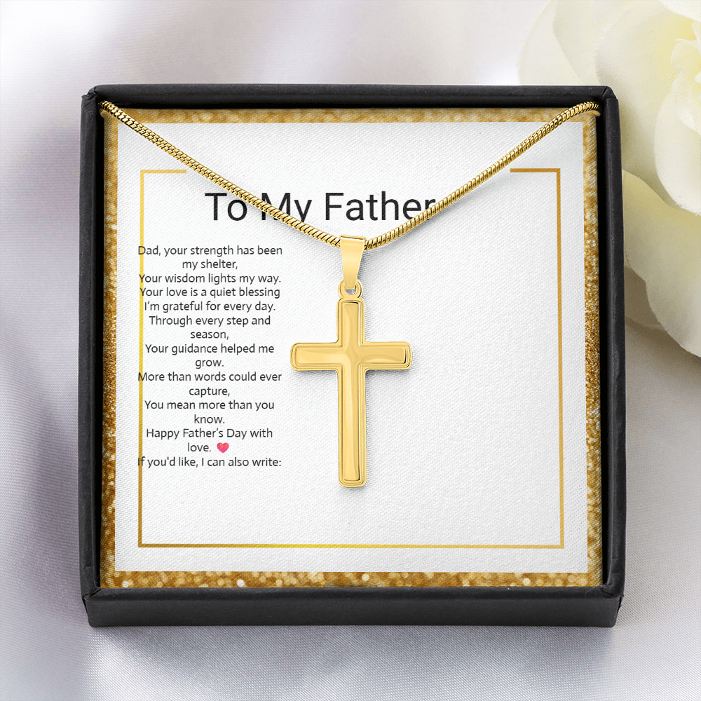 Father's Day Gift Artisan Cross Necklace with Snake Chain – Meaningful Christian Jewelry for Dad