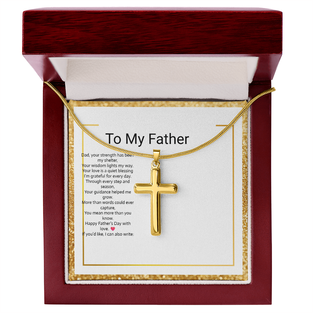 Father's Day Gift Artisan Cross Necklace with Snake Chain – Meaningful Christian Jewelry for Dad