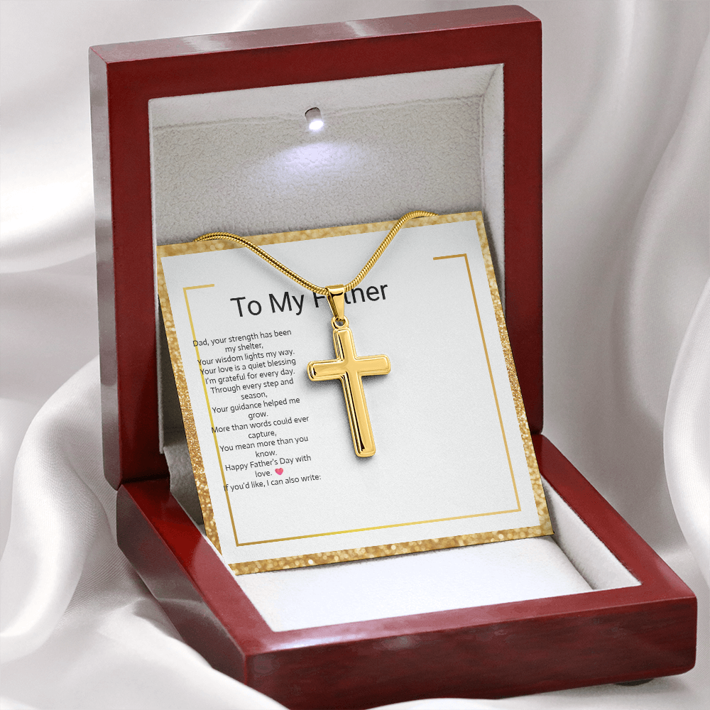 Father's Day Gift Artisan Cross Necklace with Snake Chain – Meaningful Christian Jewelry for Dad