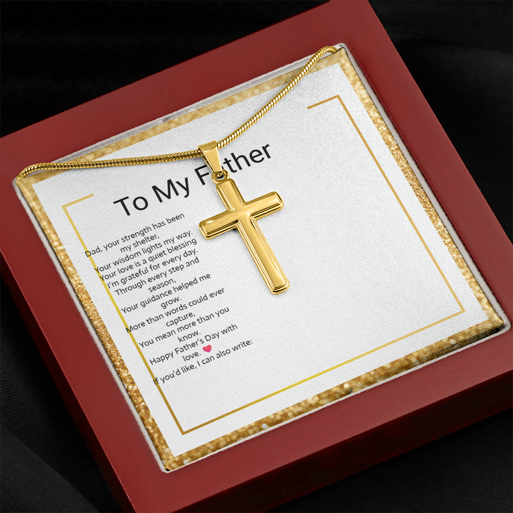 Father's Day Gift Artisan Cross Necklace with Snake Chain – Meaningful Christian Jewelry for Dad