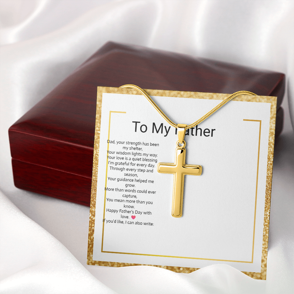 Father's Day Gift Artisan Cross Necklace with Snake Chain – Meaningful Christian Jewelry for Dad