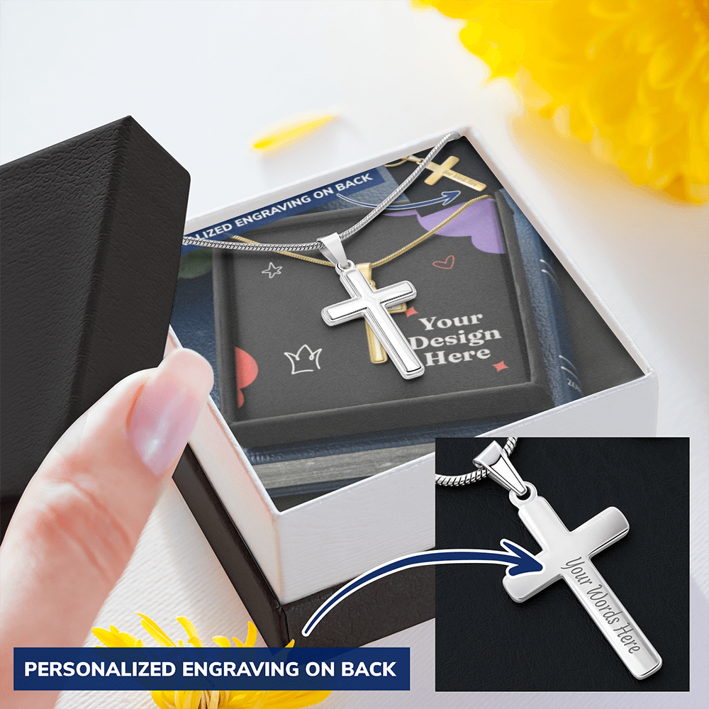 Personalized Cross Necklace with Snake Chain – Custom Engraved Faith Jewelry for Men & Women