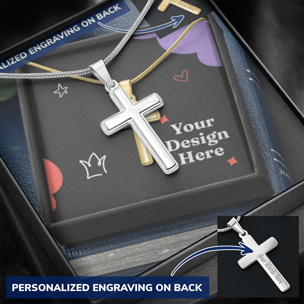 Personalized Cross Necklace with Snake Chain – Custom Engraved Faith Jewelry for Men & Women