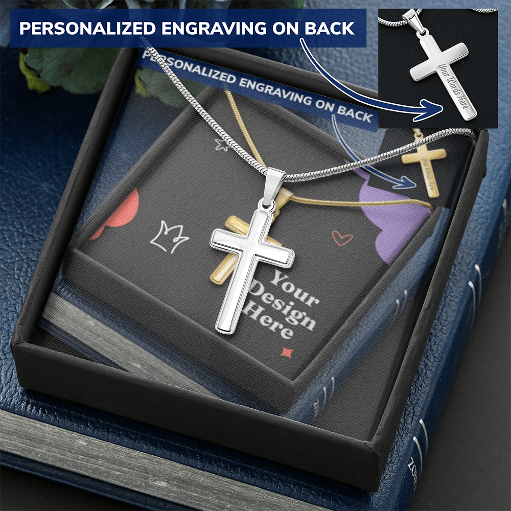 Personalized Cross Necklace with Snake Chain – Custom Engraved Faith Jewelry for Men & Women