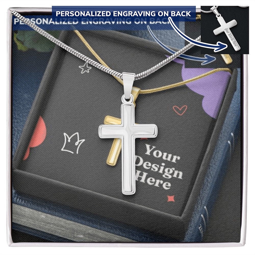 Personalized Cross Necklace with Snake Chain – Custom Engraved Faith Jewelry for Men & Women
