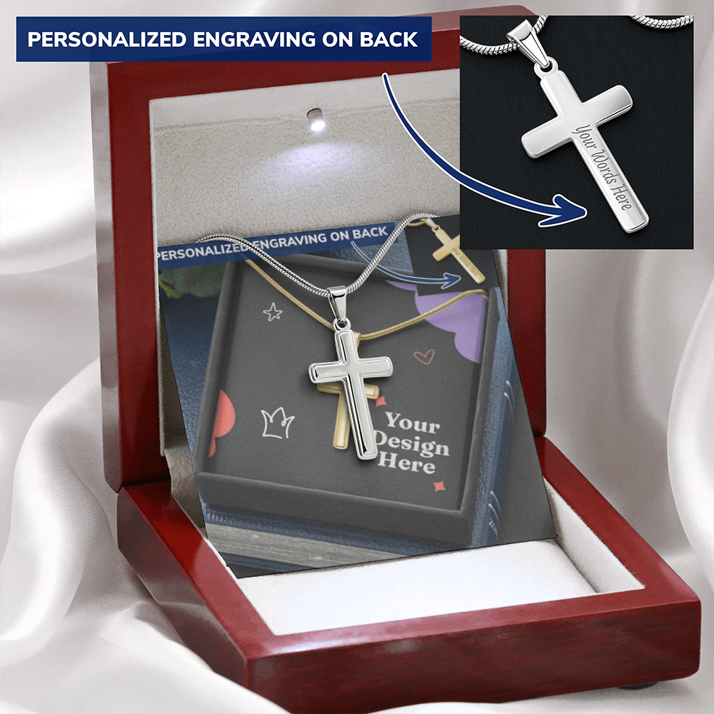Personalized Cross Necklace with Snake Chain – Custom Engraved Faith Jewelry for Men & Women