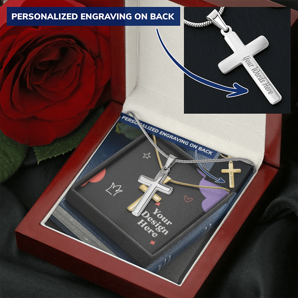 Personalized Cross Necklace with Snake Chain – Custom Engraved Faith Jewelry for Men & Women