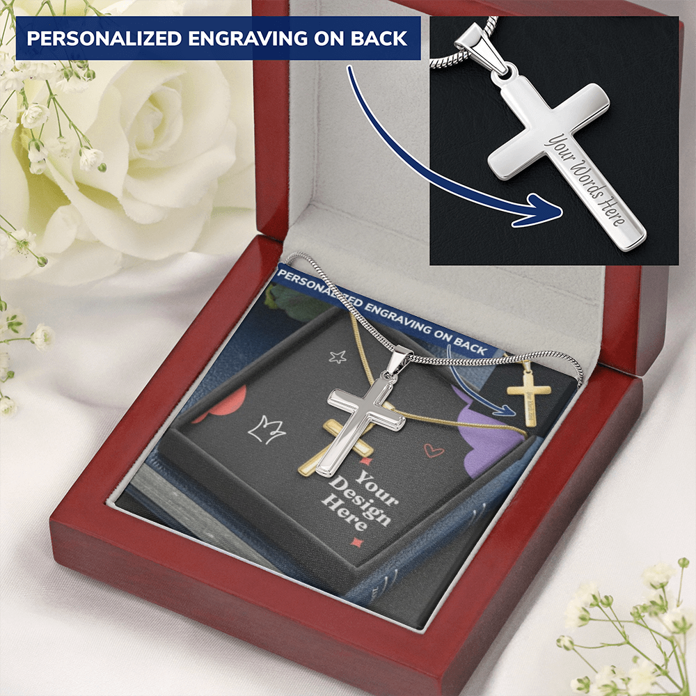 Personalized Cross Necklace with Snake Chain – Custom Engraved Faith Jewelry for Men & Women