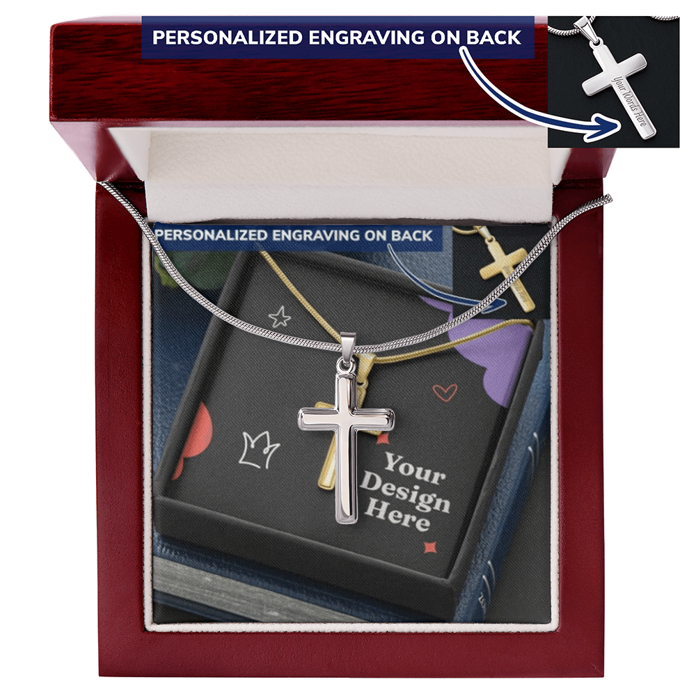 Personalized Cross Necklace with Snake Chain – Custom Engraved Faith Jewelry for Men & Women