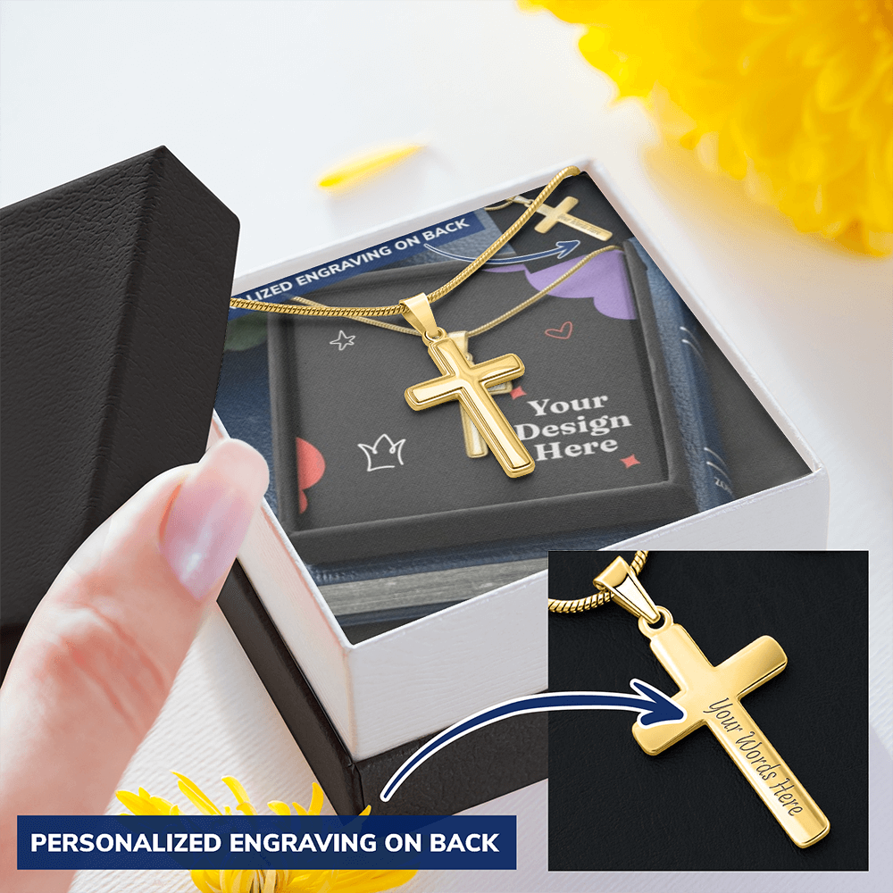 Personalized Cross Necklace with Snake Chain – Custom Engraved Faith Jewelry for Men & Women