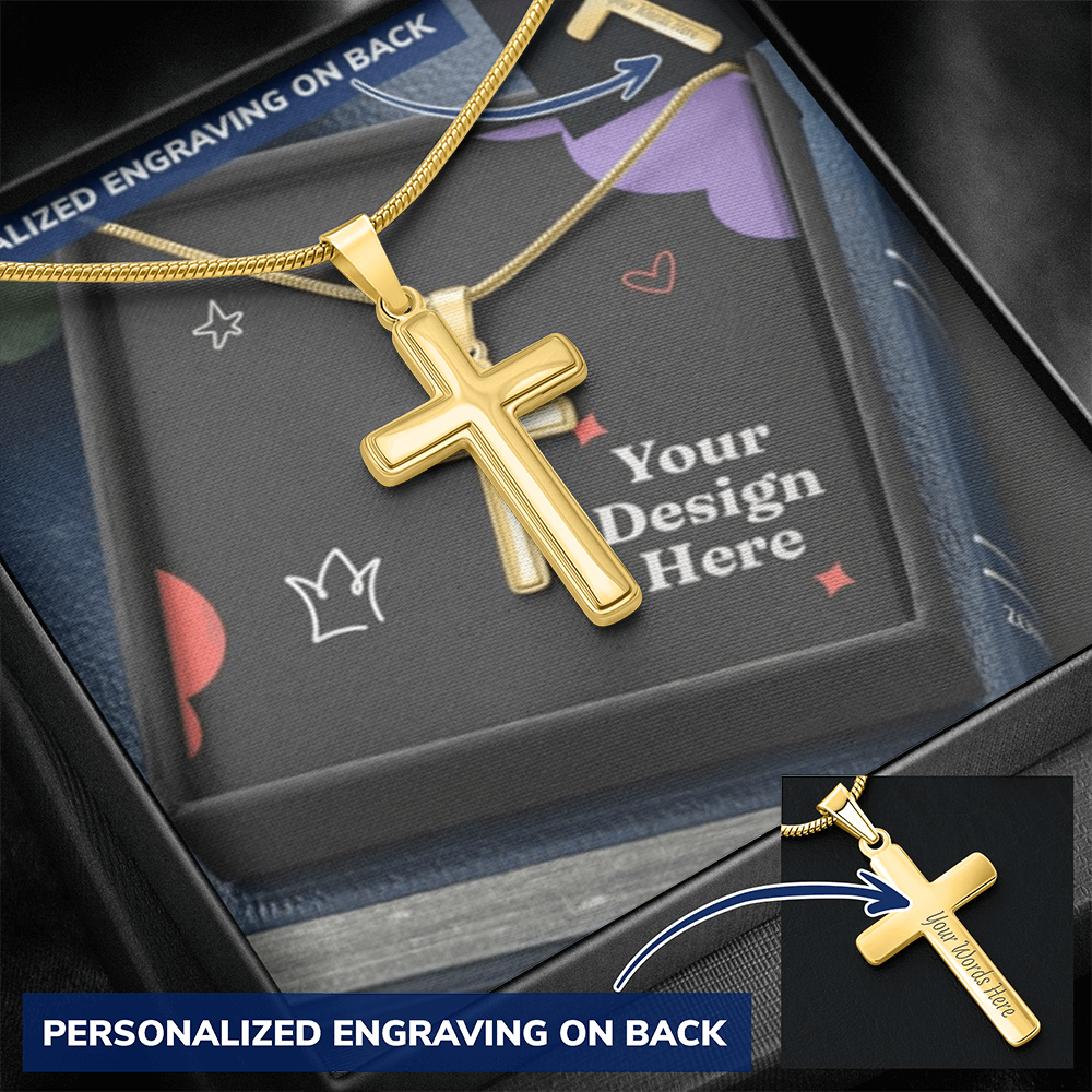 Personalized Cross Necklace with Snake Chain – Custom Engraved Faith Jewelry for Men & Women
