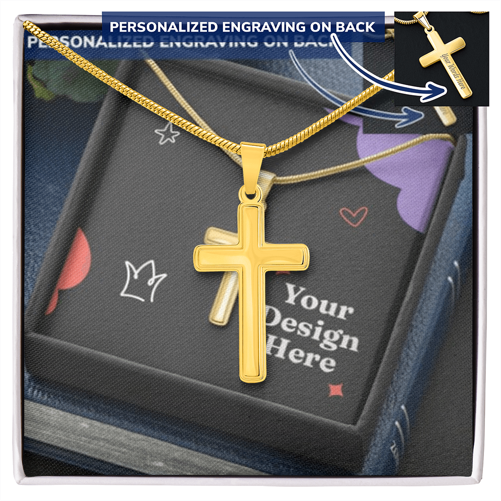 Personalized Cross Necklace with Snake Chain – Custom Engraved Faith Jewelry for Men & Women