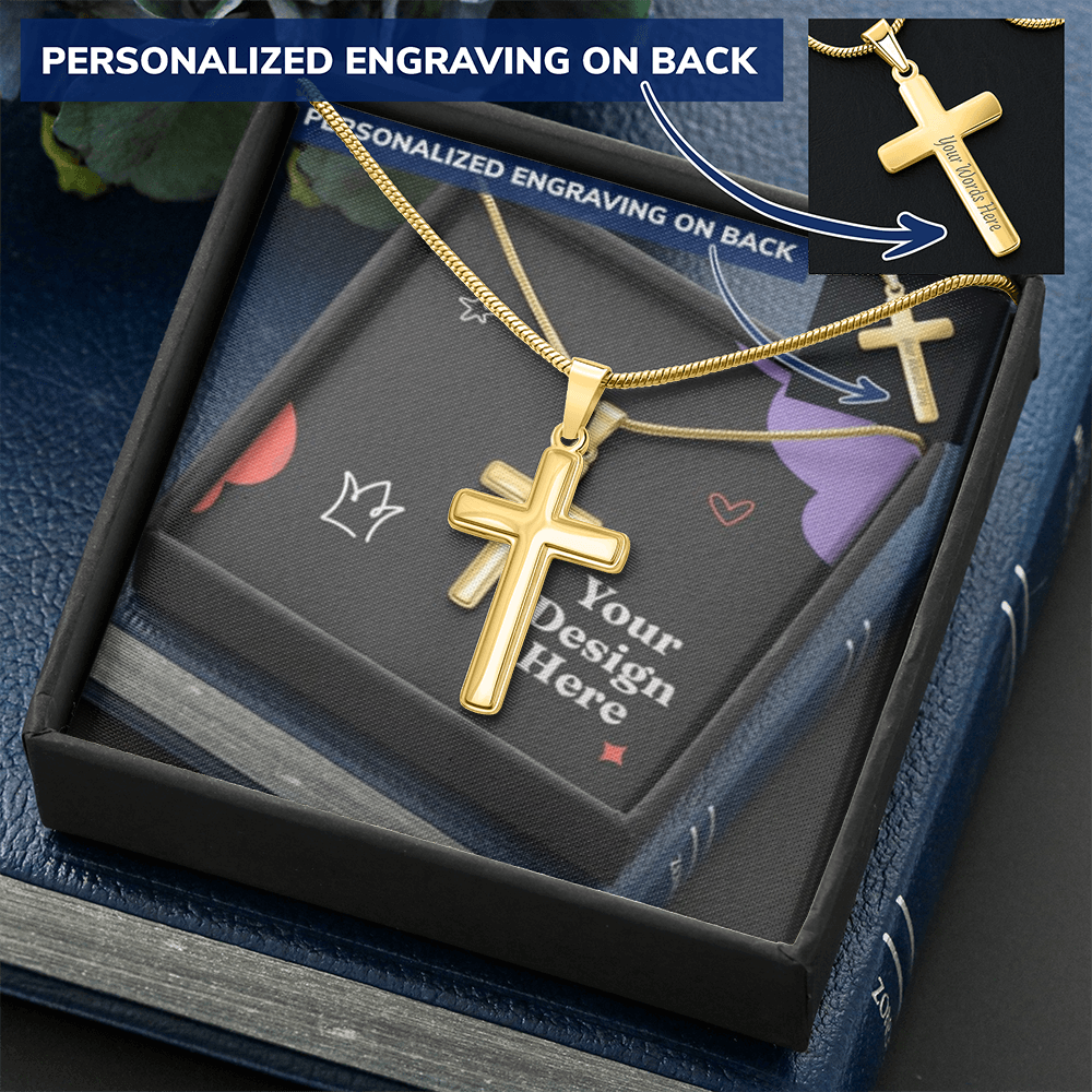 Personalized Cross Necklace with Snake Chain – Custom Engraved Faith Jewelry for Men & Women