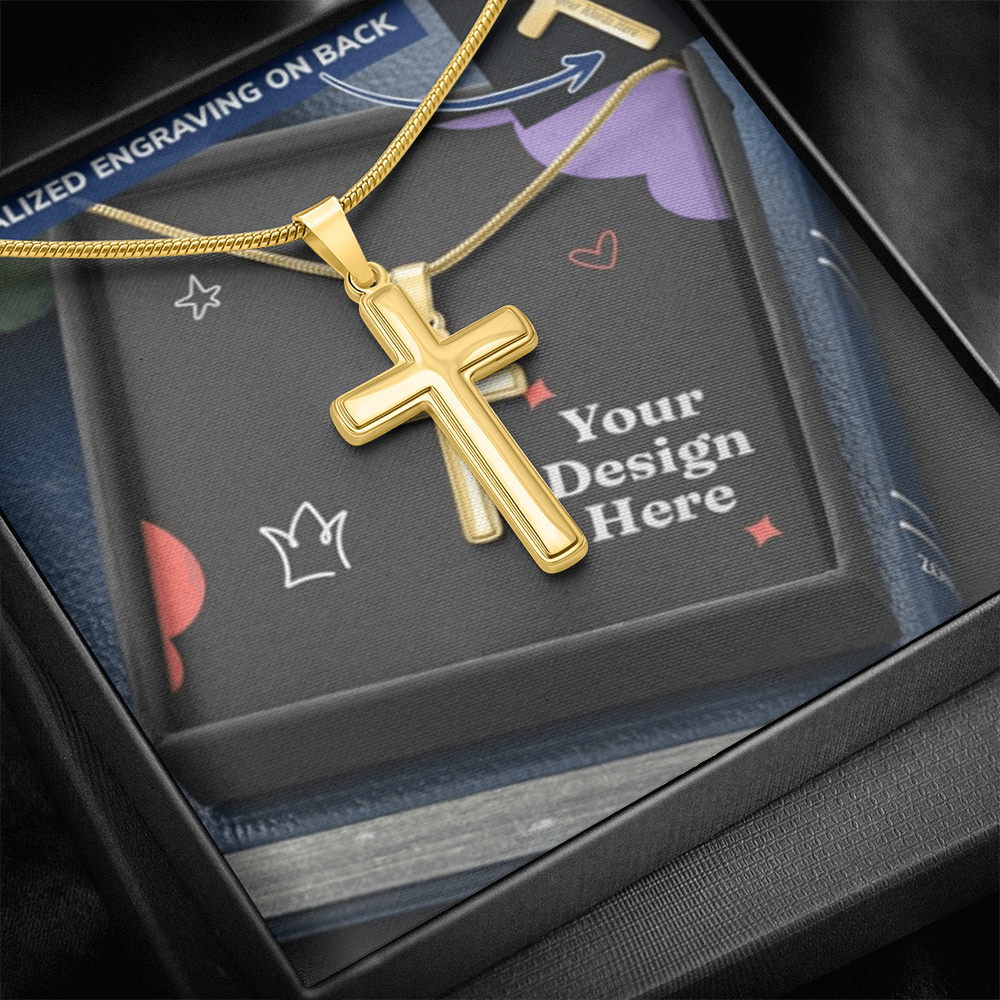 Personalized Cross Necklace with Snake Chain – Custom Engraved Faith Jewelry for Men & Women