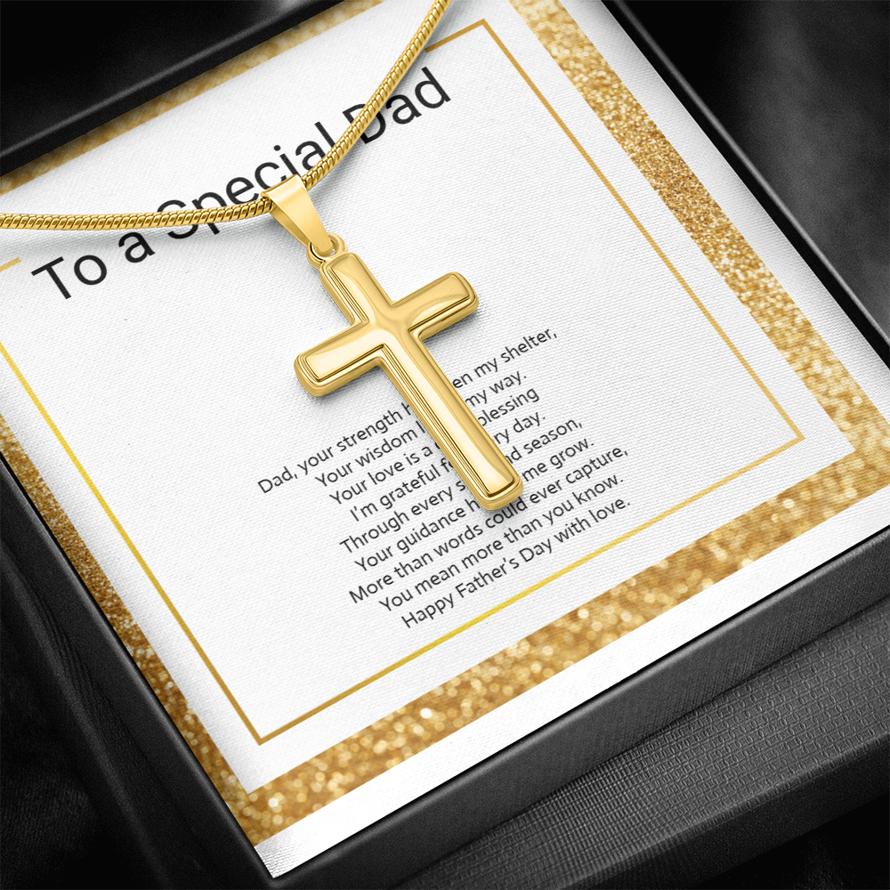 Personalized Engraved Cross Necklace with Snake Chain for Father or Son