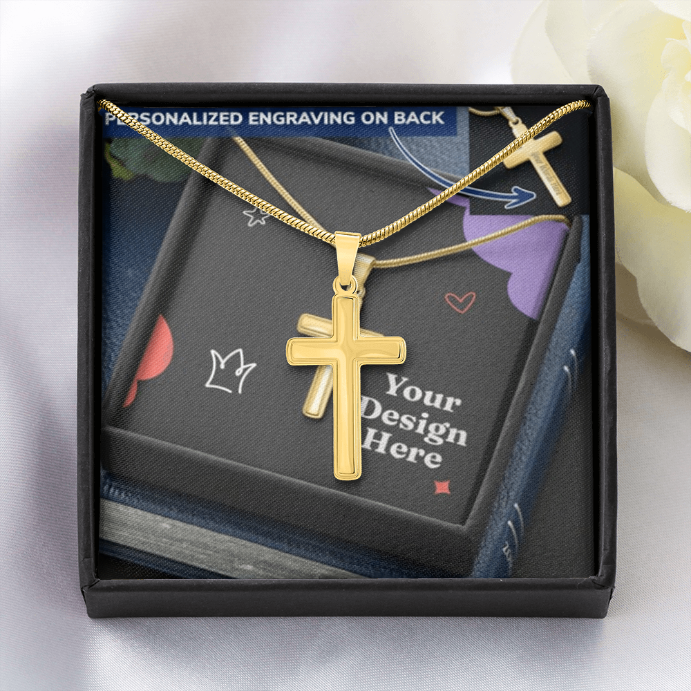 Personalized Cross Necklace with Snake Chain – Custom Engraved Faith Jewelry for Men & Women