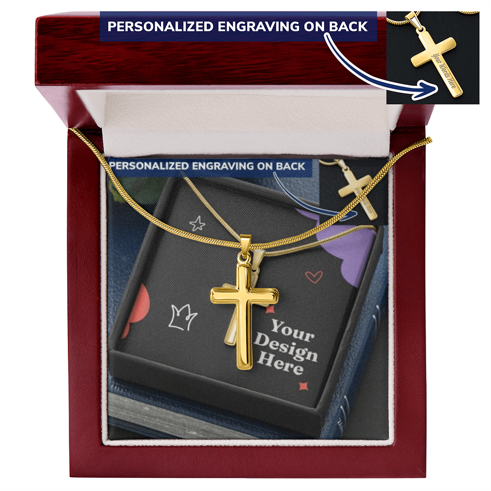 Personalized Cross Necklace with Snake Chain – Custom Engraved Faith Jewelry for Men & Women