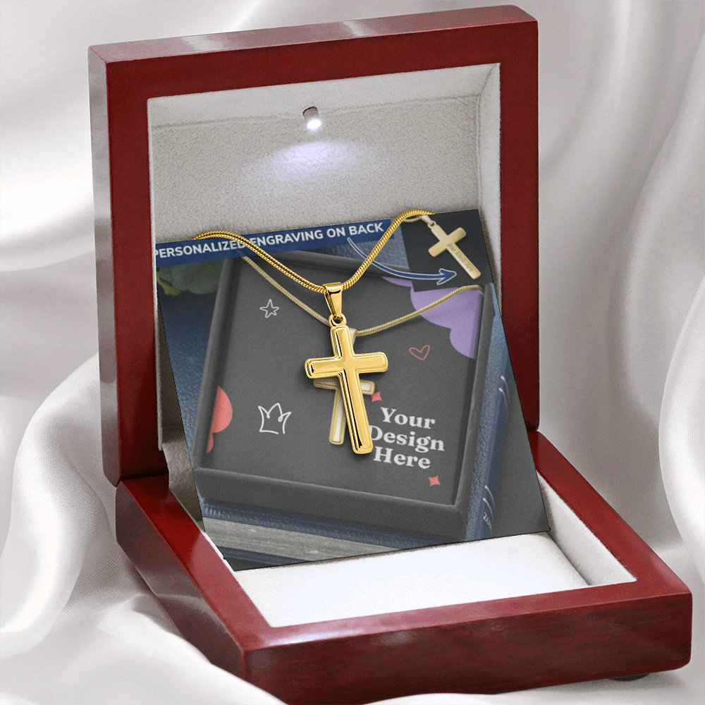 Personalized Cross Necklace with Snake Chain – Custom Engraved Faith Jewelry for Men & Women
