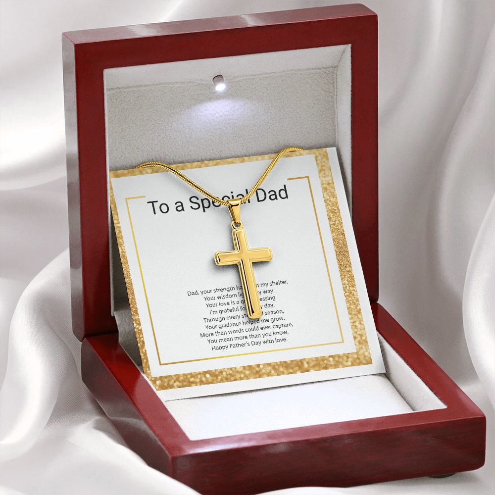 Personalized Engraved Cross Necklace with Snake Chain for Father or Son
