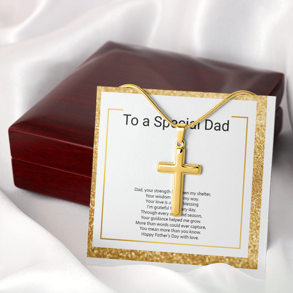 Personalized Engraved Cross Necklace with Snake Chain for Father or Son
