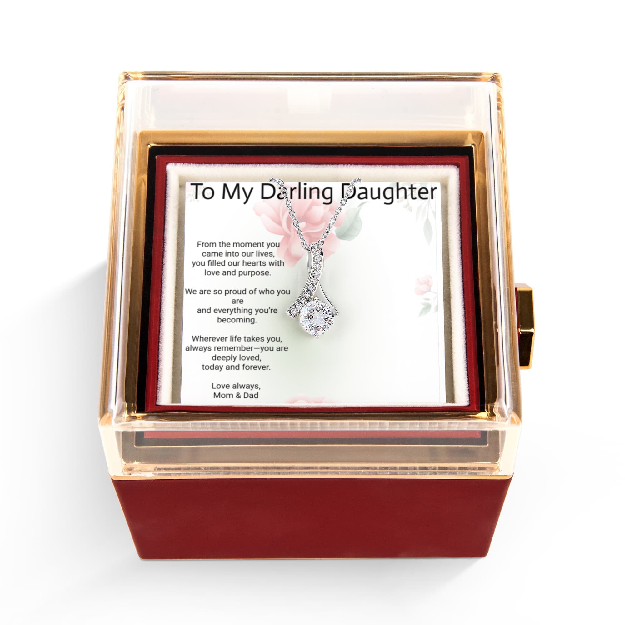 Daughter Alluring Beauty Rotating Rose Gift Box – Elegant Forever Rose Keepsake