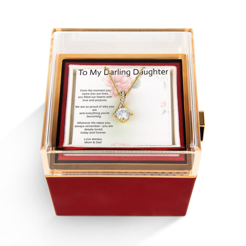 Daughter Alluring Beauty Rotating Rose Gift Box – Elegant Forever Rose Keepsake