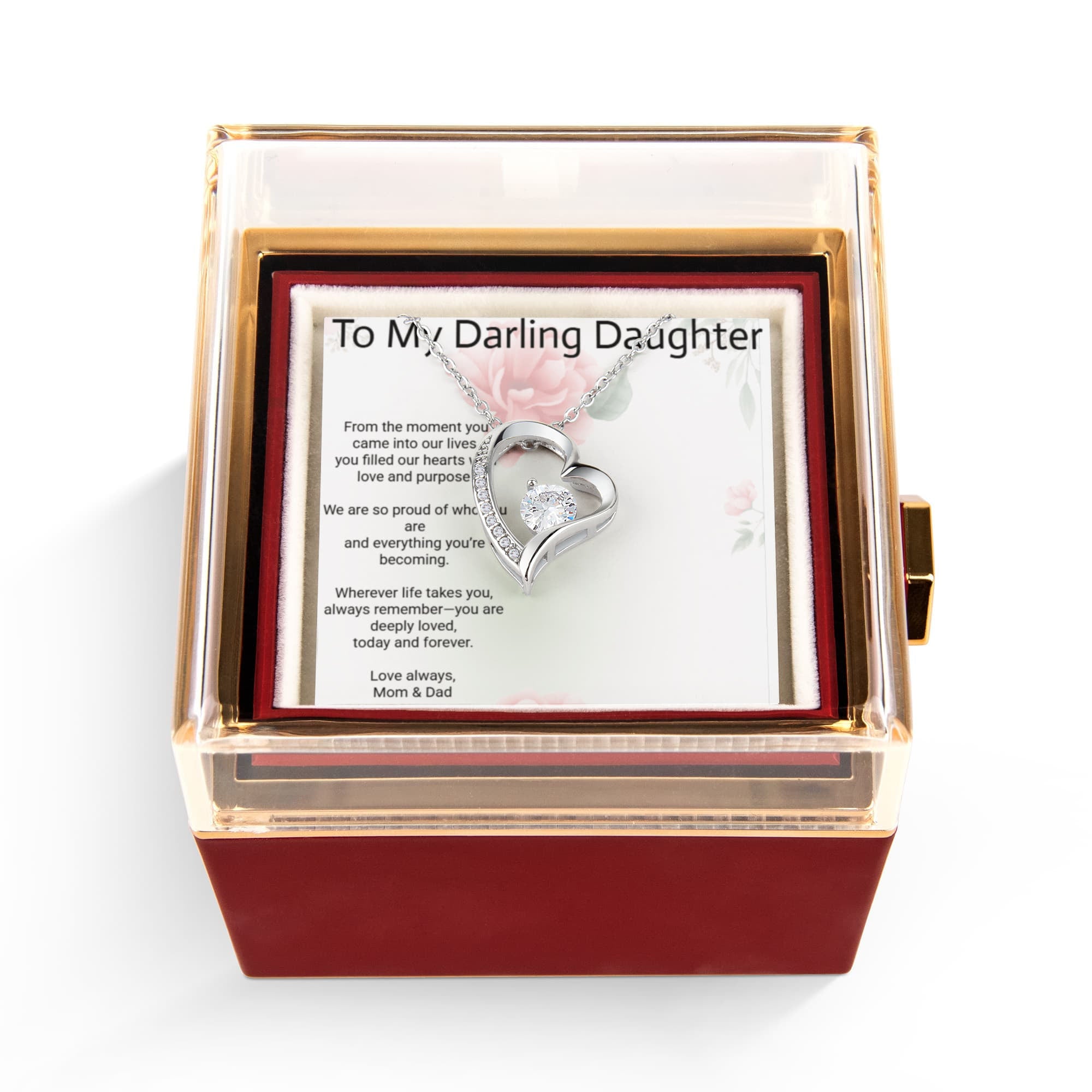Daughter Forever Love Rotating Rose Gift Box – Timeless Keepsake of Love