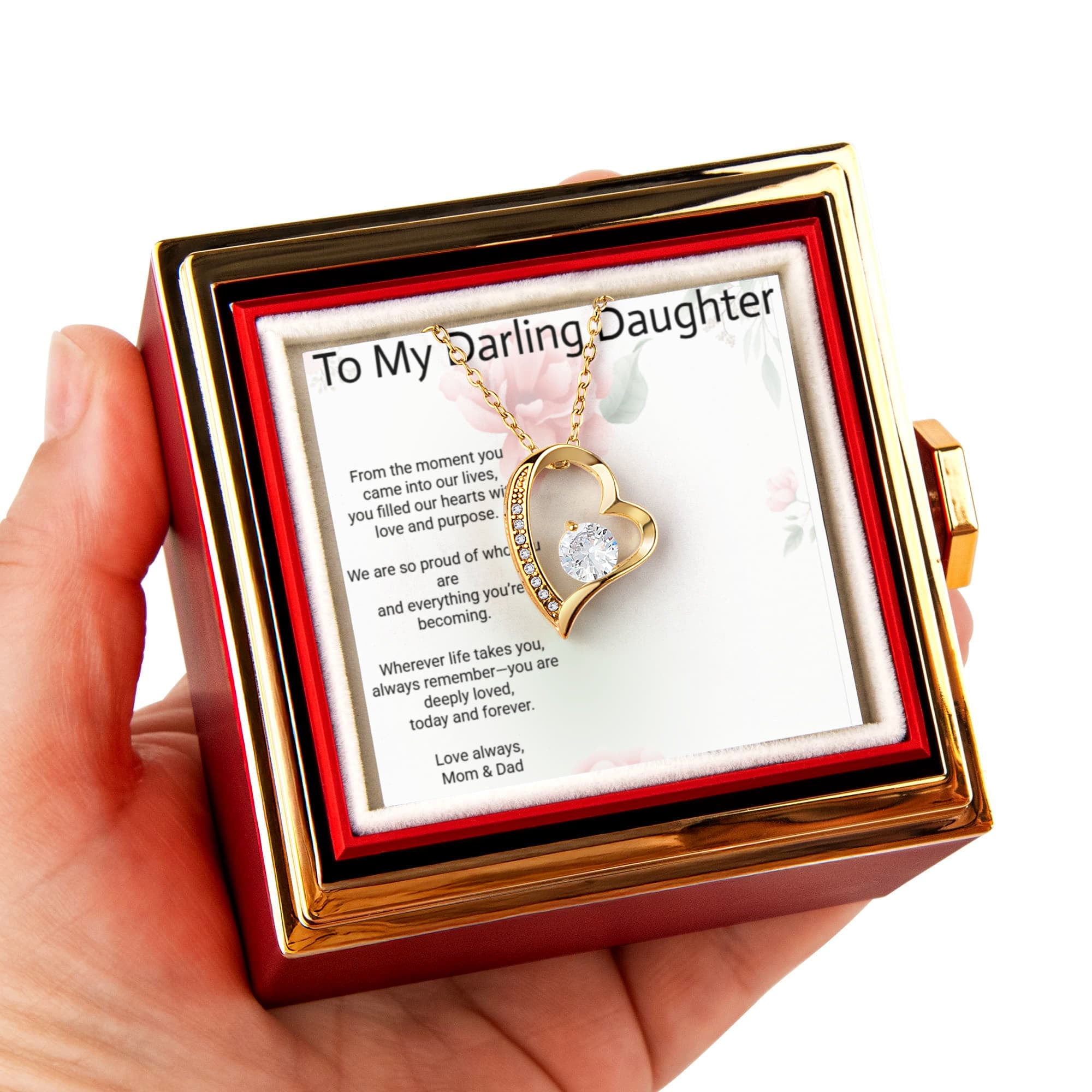Daughter Forever Love Rotating Rose Gift Box – Timeless Keepsake of Love