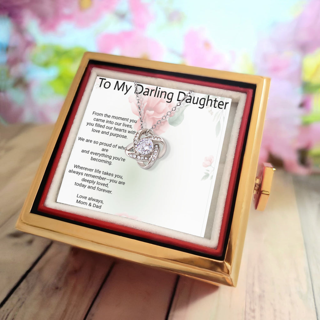 Daughter Love Knot Rotating Rose Gift Box – Elegant Forever Rose Keepsake