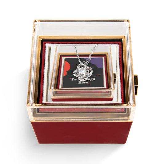 Elegant Love Knot Jewelry Set with Rotating Rose Box for Her