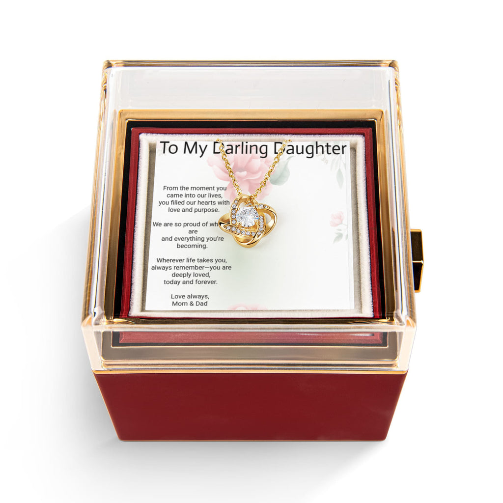 Daughter Love Knot Rotating Rose Gift Box – Elegant Forever Rose Keepsake