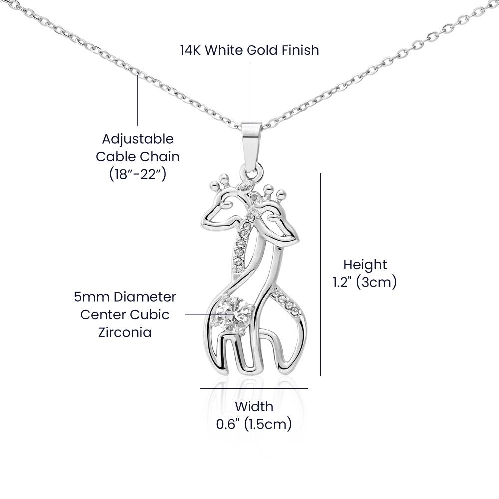 Giraffe Sparkling Cubic Zirconia Necklace | Beautiful Jewellery Gift for Sister