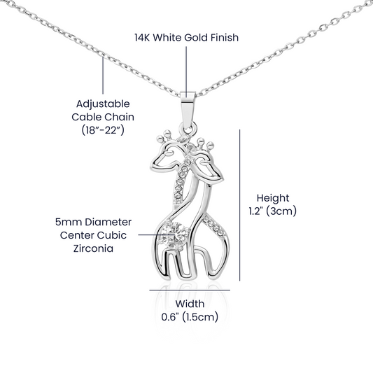 Girlfriend Gift Giraffe Sparkling Cubic Zirconia Necklace | Romantic Jewellery Gift for Her