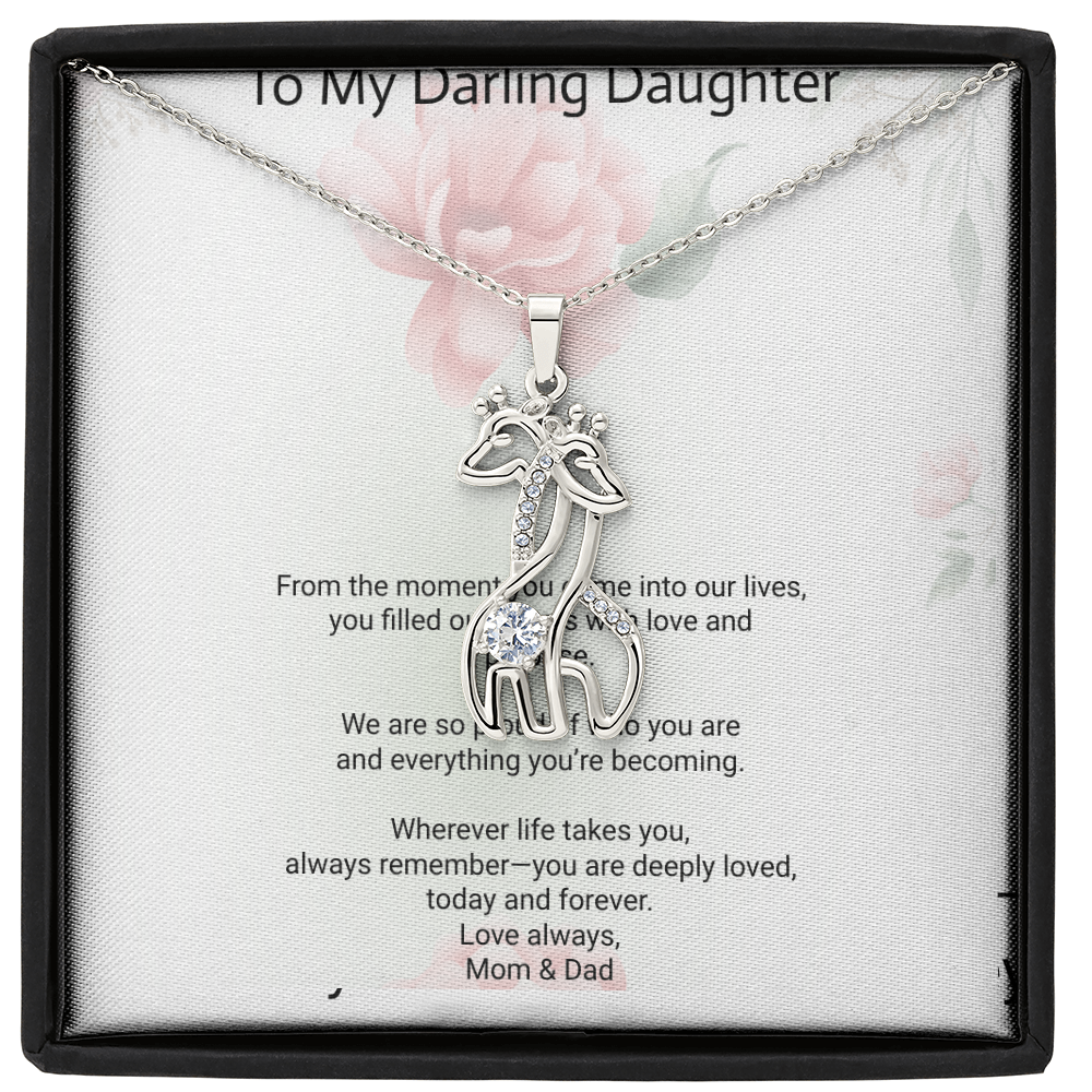 Daughter Gift Giraffe Sparkling Cubic Zirconia Necklace | Beautiful Jewellery Gift for Daughter