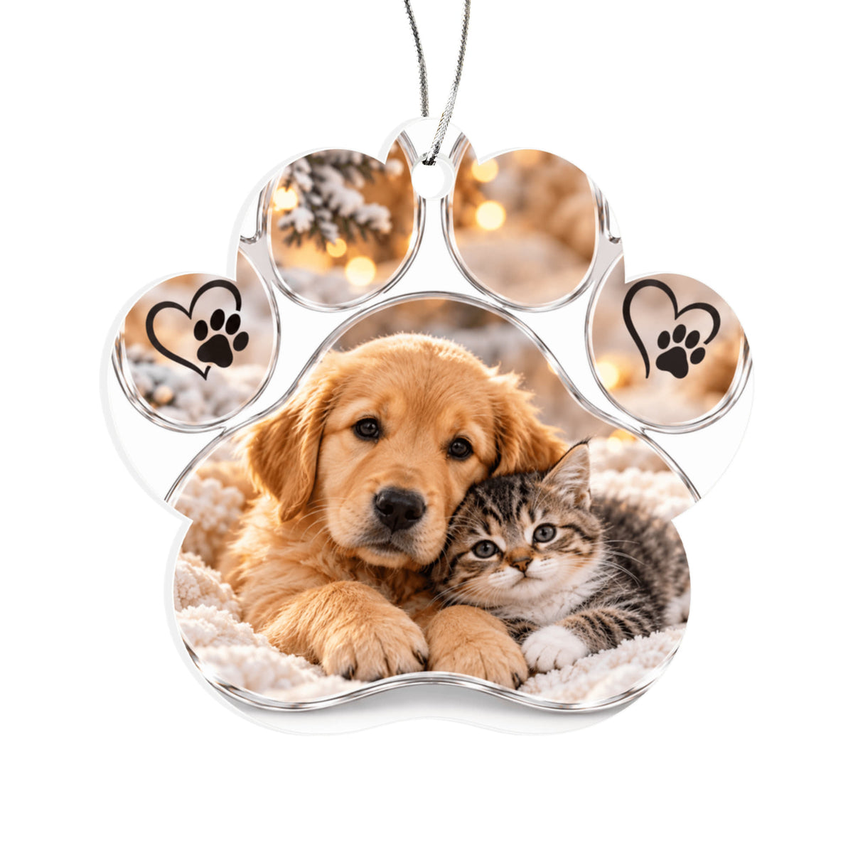 Personalised Acrylic Paw Ornament – Custom Pet Photo Keepsake