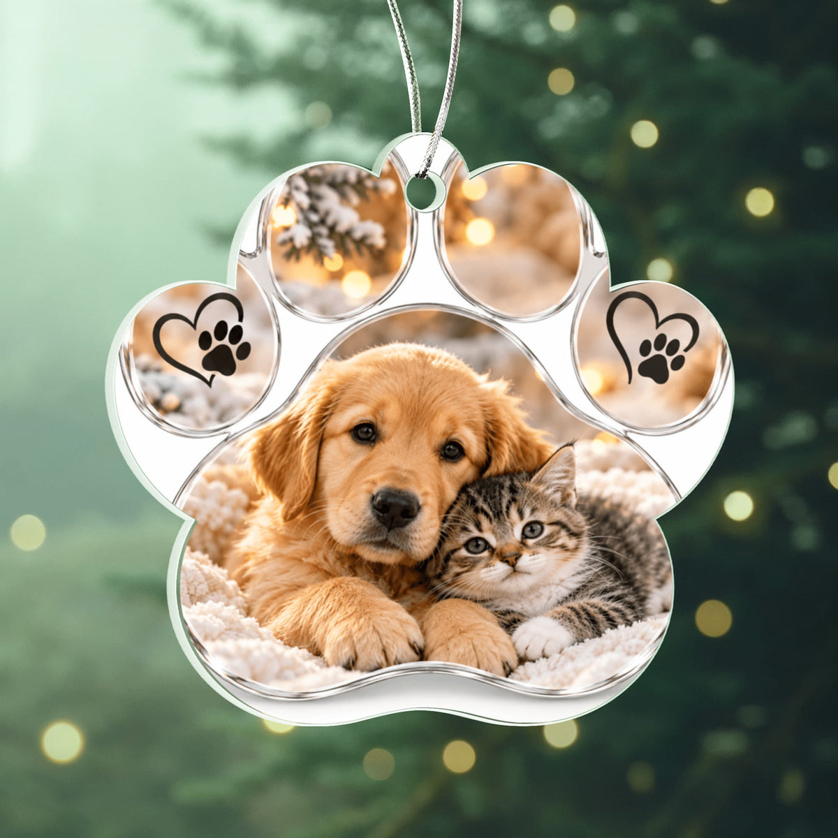 Personalised Acrylic Paw Ornament – Custom Pet Photo Keepsake