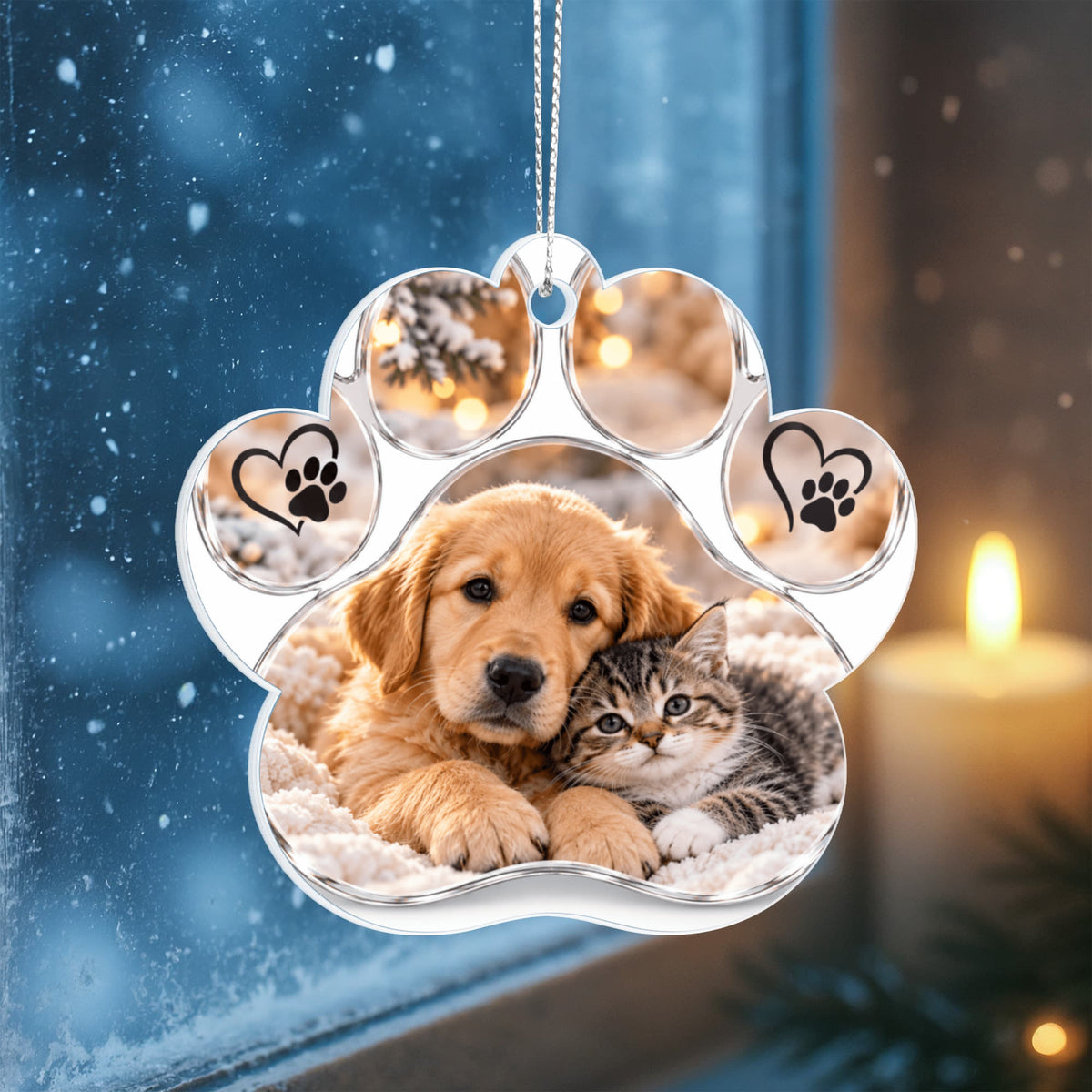 Personalised Acrylic Paw Ornament – Custom Pet Photo Keepsake
