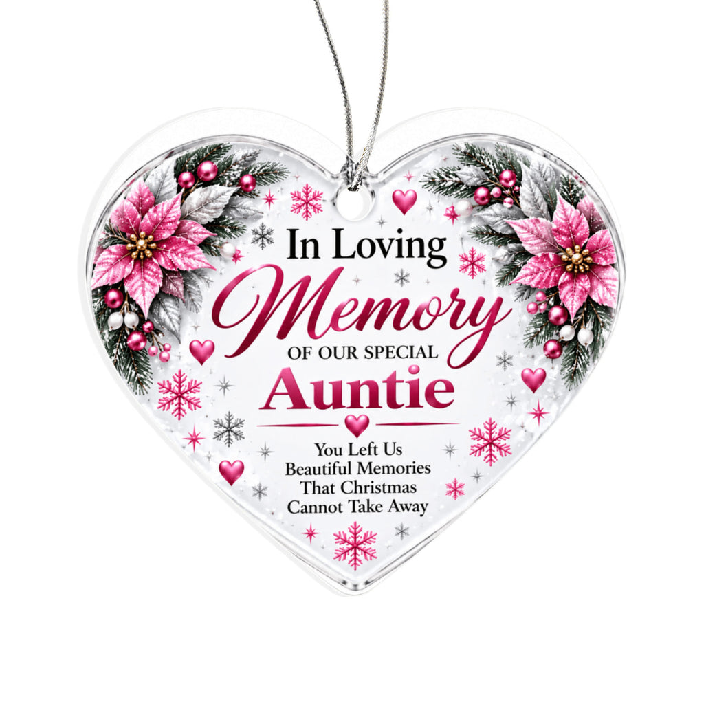 Auntie Memorial Heart-Shaped Christmas Tree Ornament – In Loving Memory Keepsake